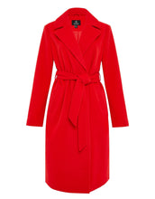 Load image into Gallery viewer, Women's Red Collared Belted Formal Coat
