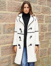 Load image into Gallery viewer, Women's Ecru Longline Fleece Borg Toggle Coat
