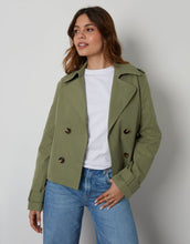 Load image into Gallery viewer, Women's Khaki Double Breasted Cropped Trench Coat
