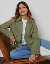Load image into Gallery viewer, Women's Khaki Double Breasted Cropped Trench Coat
