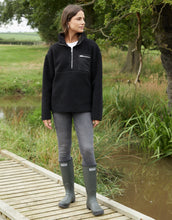Load image into Gallery viewer, Women's Black Half Zip Borg Fleece
