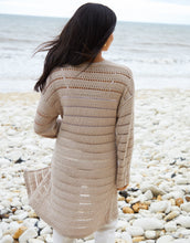 Load image into Gallery viewer, Women's Stone Longline Crochet Cardigan
