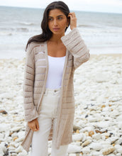 Load image into Gallery viewer, Women's Stone Longline Crochet Cardigan

