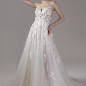 A-Line Court Train Lace Tulle Wedding Dress CW2798